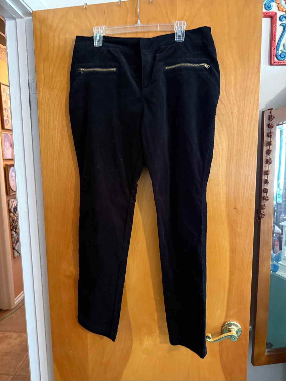 Nine West Black Corduroy Skinny Pants with Gold Zippers